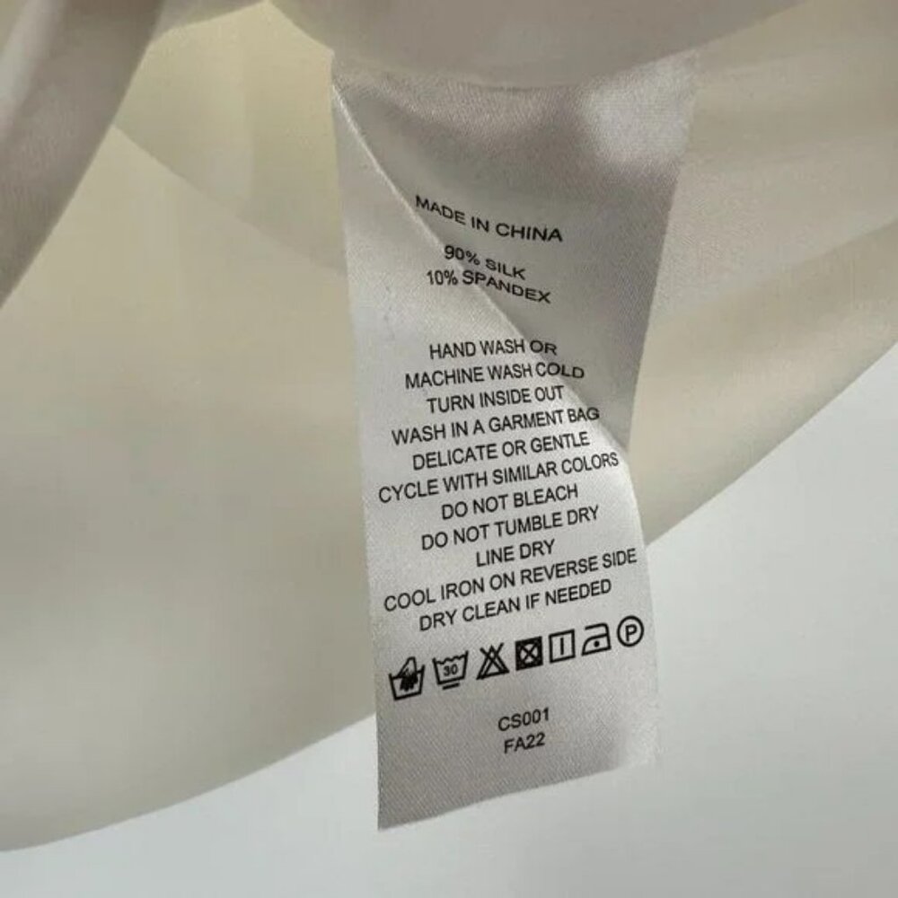 Quince Ivory Stretch Silk Notch Collar Blouse sz S Long Sleeve Shirt NWT - Picture 4 of 4